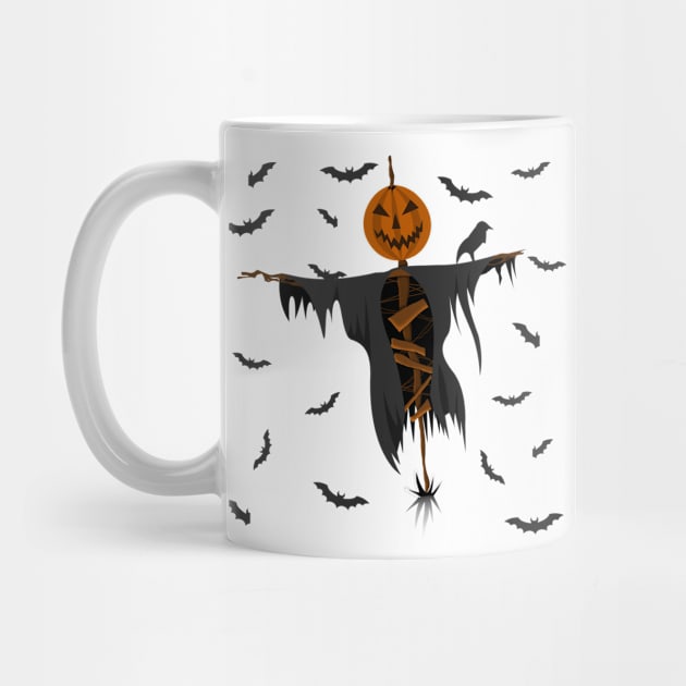 Happy Halloween Themed, Pumpkin Scarecrow illustration, Spooky Vibe Gift, Scary Design by ilhnklv